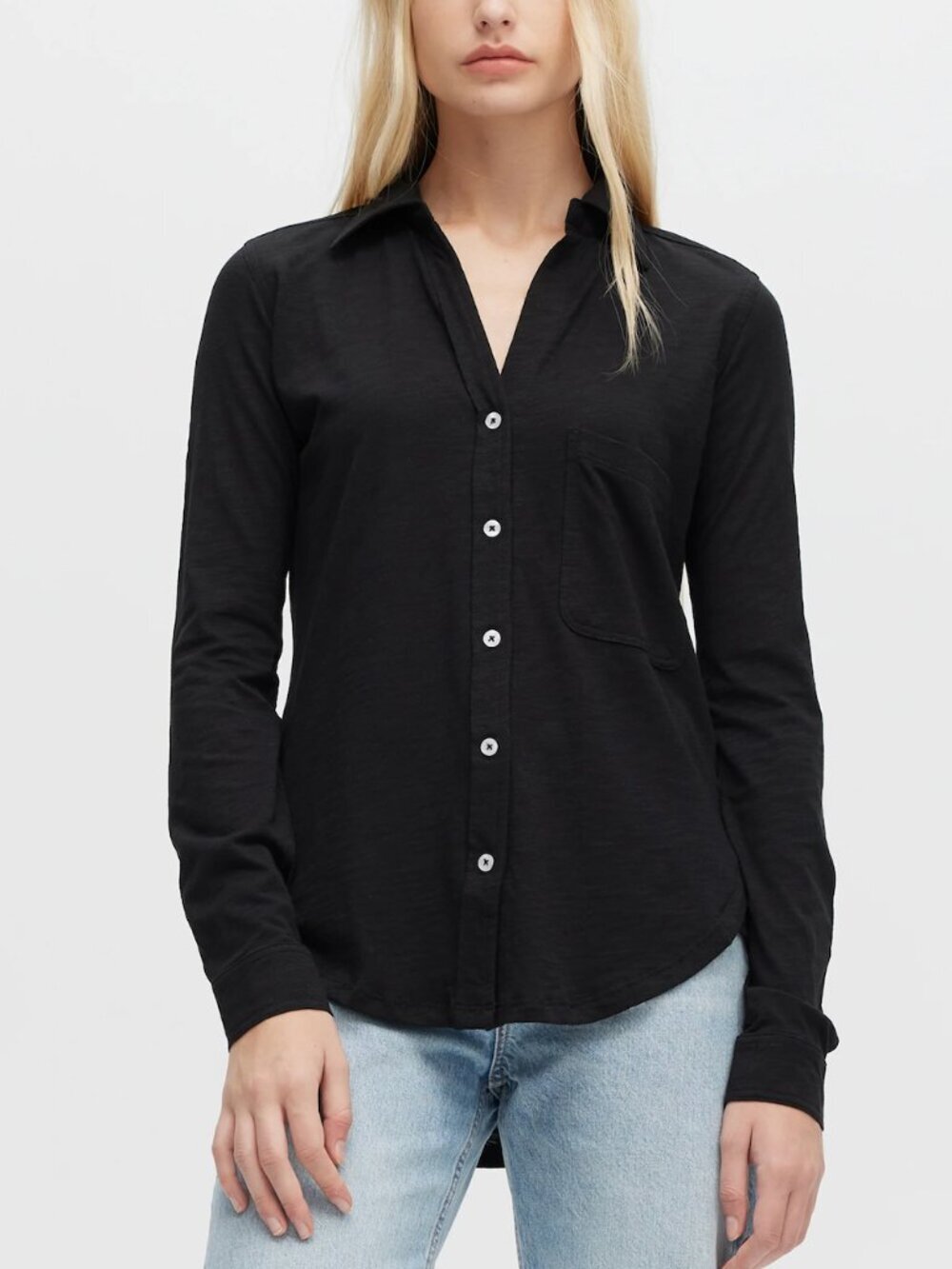 CHRLDR Amrat Jersey Blouse Button Up Black Sz S